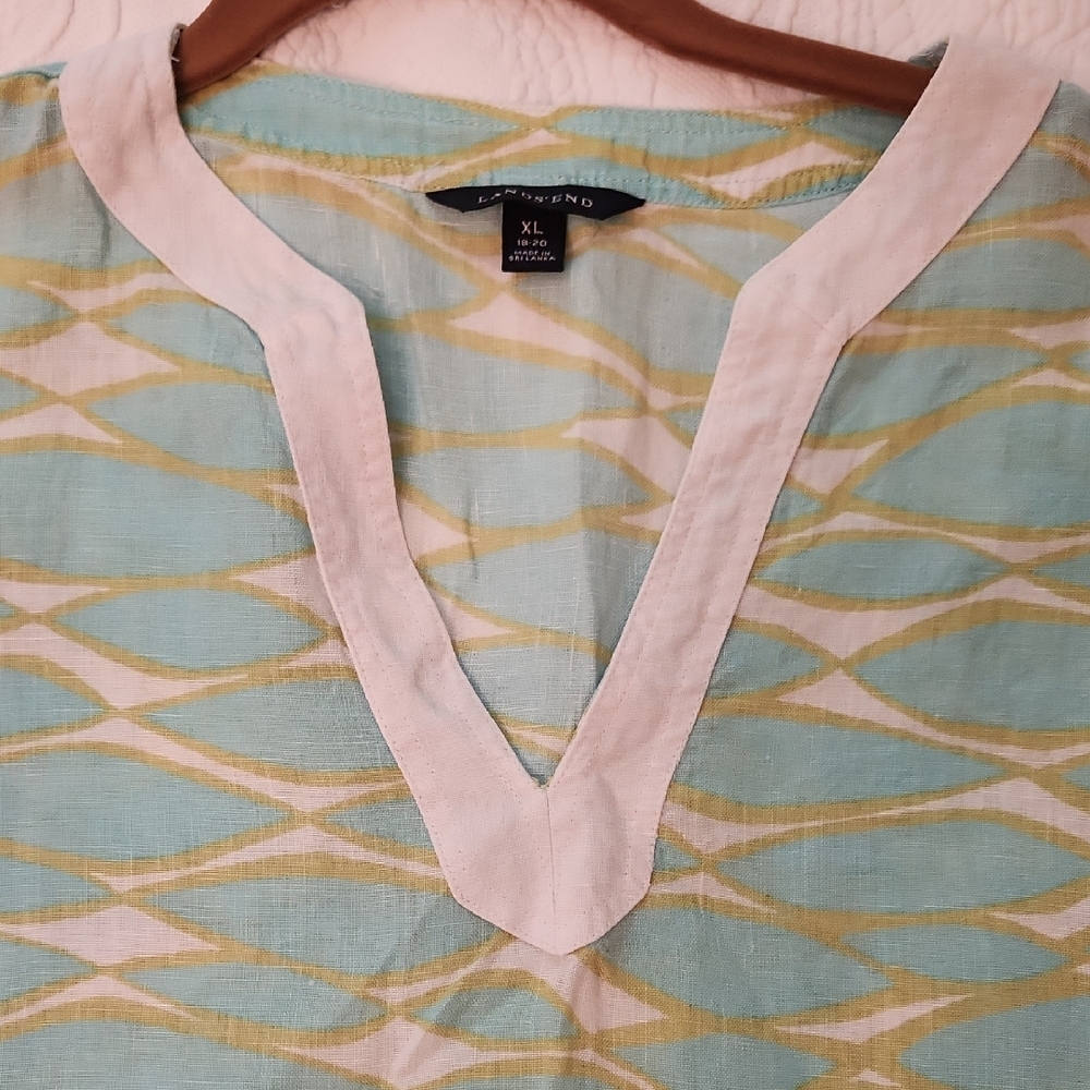 Lands' End Aqua and White Tunic Top - Picture 10 of 11
